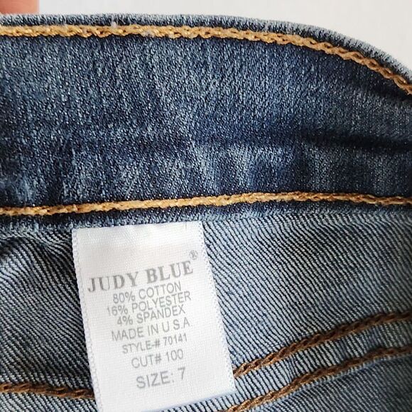 Judy Blue Jeans Size 7 Blue Color Front Buttons Made In USA - Picture 9 of 14